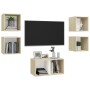 Muebles de salón 5 pzas madera ingeniería blanco y roble Sonoma de , Muebles TV - Ref: Foro24-3079606, Precio: 130,08 €, Desc...
