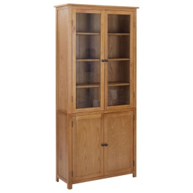 Estantería 4 puertas madera roble macizo y cristal 90x35x200cm de , Librerías y estanterías - Ref: Foro24-289180, Precio: 582...