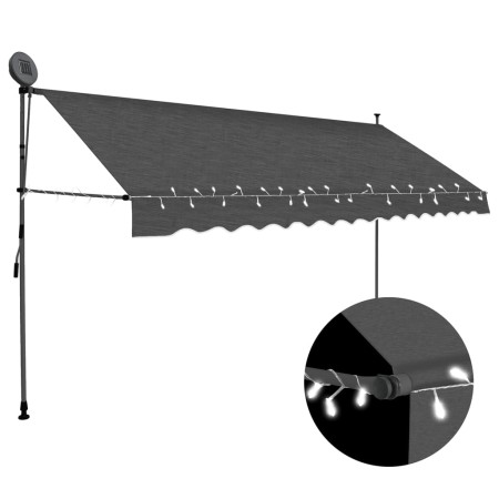 Toldo manual retráctil con LED gris antracita 400 cm de , Toldos - Ref: Foro24-145868, Precio: 133,48 €, Descuento: %