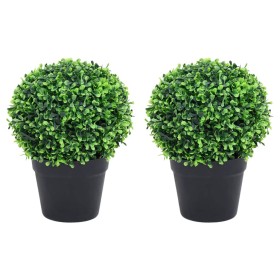 Plantas de boj artificial 2 uds forma bola maceta verde 27 cm de , Flora artificial - Ref: Foro24-336520, Precio: 40,45 €, De...
