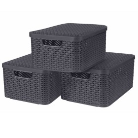 Curver Cajas de almacenaje con tapa Style 3 unidades M gris antracita de , Cestas para almacenaje - Ref: Foro24-427234, Preci...