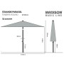 Madison Sombrilla de jardín redonda Tenerife gris 300 cm de , Sombrillas - Ref: Foro24-429013, Precio: 76,88 €, Descuento: %