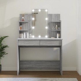 Tocador con LED gris sonoma 96x40x142 cm de , Tocadores para dormitorios - Ref: Foro24-820488, Precio: 187,80 €, Descuento: %