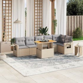 Set sofás de jardín 7 piezas y cojines ratán sintético beige en Conjuntos de jardín | Comprar online en Foru.es