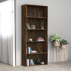 Estantería 5 baldas contrachapada roble ahumado 80x30x189 cm de , Librerías y estanterías - Ref: Foro24-815402, Precio: 130,4...
