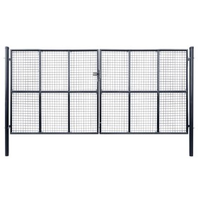 Puerta de malla de jardín acero galvanizado 400x175 cm gris de , Puertas de jardín - Ref: Foro24-143378, Precio: 675,16 €, De...