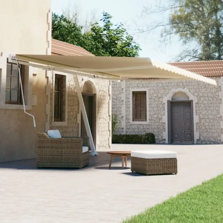 Toldo de pie retráctil manual color crema 500x300 cm de vidaXL, Toldos - Ref: Foro24-3069577, Precio: 527,90 €, Descuento: %