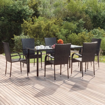 Juego de comedor de jardín 7 piezas ratán sintético negro de , Conjuntos de jardín - Ref: Foro24-3156657, Precio: 432,35 €, D...