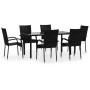 Juego de comedor de jardín 7 piezas ratán sintético negro de , Conjuntos de jardín - Ref: Foro24-3156657, Precio: 432,35 €, D...