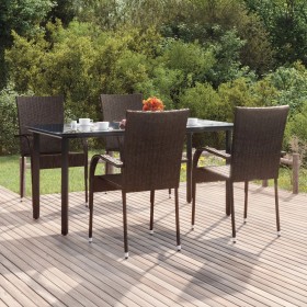 Juego de comedor de jardín 5 piezas ratán sintético marrón de , Conjuntos de jardín - Ref: Foro24-3156660, Precio: 324,47 €, ...