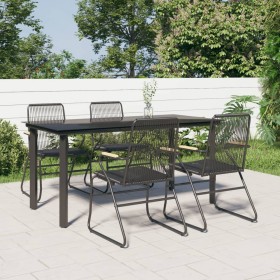 Juego de comedor de jardín 5 piezas ratán PVC negro de , Conjuntos de jardín - Ref: Foro24-3156572, Precio: 345,30 €, Descuen...