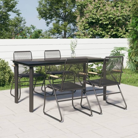 Juego de comedor de jardín 5 piezas ratán PVC negro de , Conjuntos de jardín - Ref: Foro24-3156572, Precio: 345,30 €, Descuen...