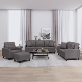 Juego de sofás con cojines 4 piezas cuero sintético gris de , Sofás - Ref: Foro24-3201355, Precio: 675,01 €, Descuento: %