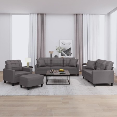 Juego de sofás con cojines 4 piezas cuero sintético gris de , Sofás - Ref: Foro24-3201355, Precio: 675,01 €, Descuento: %