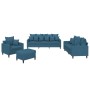 Juego de sofás con cojines 4 piezas terciopelo azul de , Sofás - Ref: Foro24-3201699, Precio: 676,54 €, Descuento: %