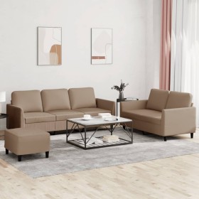 Juego de sofás con cojines 3 piezas cuero sintético capuchino de , Sofás - Ref: Foro24-3201769, Precio: 501,04 €, Descuento: %