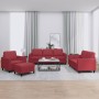 Juego de sofás con cojines 4 piezas cuero sintético rojo tinto de , Sofás - Ref: Foro24-3201748, Precio: 624,46 €, Descuento: %
