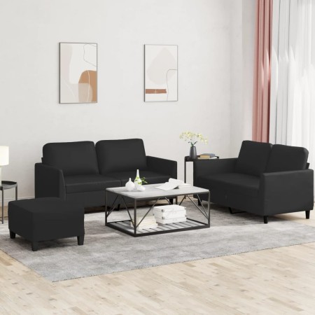 Juego de sofás con cojines 3 piezas cuero sintético negro de , Sofás - Ref: Foro24-3201755, Precio: 456,56 €, Descuento: %