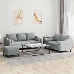 Juego de sofás con cojines 3 piezas tela gris claro de , Sofás - Ref: Foro24-3201858, Precio: 538,40 €, Descuento: %