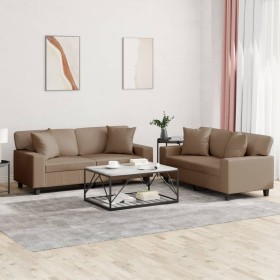 Juego de sofás con cojines 2 piezas cuero sintético capuchino de , Sofás - Ref: Foro24-3201928, Precio: 533,60 €, Descuento: %
