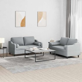 Juego de sofás con cojines 2 piezas tela gris claro de , Sofás - Ref: Foro24-3201818, Precio: 468,08 €, Descuento: %