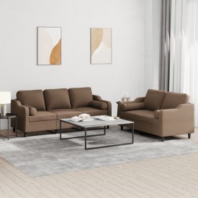 Juego de sofás con cojines 2 piezas tela marrón de , Sofás - Ref: Foro24-3201853, Precio: 563,00 €, Descuento: %