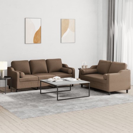 Juego de sofás con cojines 2 piezas tela marrón de , Sofás - Ref: Foro24-3201853, Precio: 563,00 €, Descuento: %
