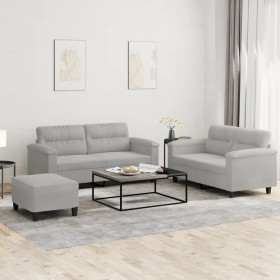 Juego de sofás con cojines 3 piezas tela microfibra gris claro de , Sofás - Ref: Foro24-3202321, Precio: 495,27 €, Descuento: %