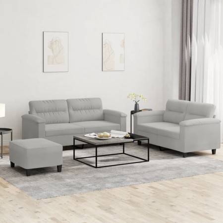 Juego de sofás con cojines 3 piezas tela microfibra gris claro de , Sofás - Ref: Foro24-3202321, Precio: 495,27 €, Descuento: %