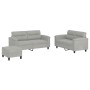 Juego de sofás con cojines 3 piezas tela microfibra gris claro de , Sofás - Ref: Foro24-3202321, Precio: 495,27 €, Descuento: %