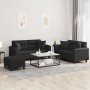 Juego de sofás con cojines 3 piezas cuero sintético negro de , Sofás - Ref: Foro24-3202377, Precio: 513,22 €, Descuento: %