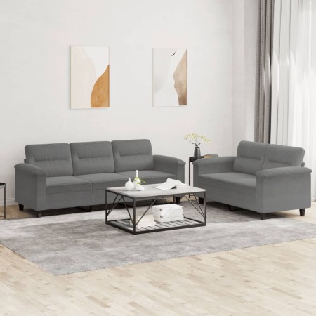 Juego de sofás con cojines 2 piezas tela microfibra gris oscuro de , Sofás - Ref: Foro24-3202340, Precio: 572,77 €, Descuento: %