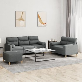 Juego de sofás con cojines 3 piezas tela gris oscuro de , Sofás - Ref: Foro24-3201625, Precio: 547,02 €, Descuento: %