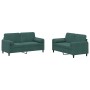 Juego de sofás con cojines 2 piezas terciopelo verde oscuro de , Sofás - Ref: Foro24-3201996, Precio: 500,08 €, Descuento: %
