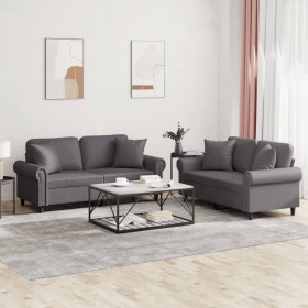 Juego de sofás con cojines 2 piezas cuero sintético gris de , Sofás - Ref: Foro24-3202162, Precio: 490,03 €, Descuento: %