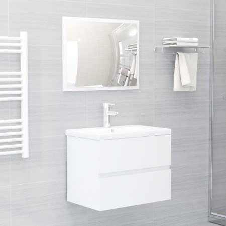 Juego de muebles de baño madera de ingeniería blanco brillo de vidaXL, Muebles de baño - Ref: Foro24-3071681, Precio: 198,25 ...
