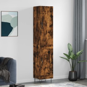 Aparador de madera contrachapada roble ahumado 34,5x34x180 cm de , Aparadores - Ref: Foro24-3199142, Precio: 99,37 €, Descuen...