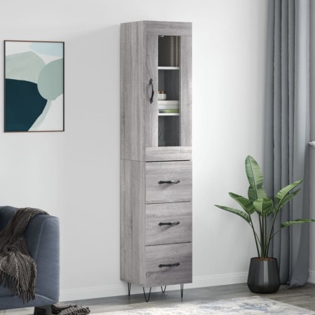 Aparador alto madera contrachapada gris Sonoma 34,5x34x180 cm de , Aparadores - Ref: Foro24-3199271, Precio: 119,21 €, Descue...