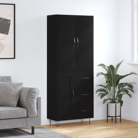Aparador alto madera contrachapada negro 69,5x34x180 cm de , Aparadores - Ref: Foro24-3198106, Precio: 174,11 €, Descuento: %
