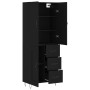 Aparador alto madera contrachapada negro 69,5x34x180 cm de , Aparadores - Ref: Foro24-3198106, Precio: 174,11 €, Descuento: %