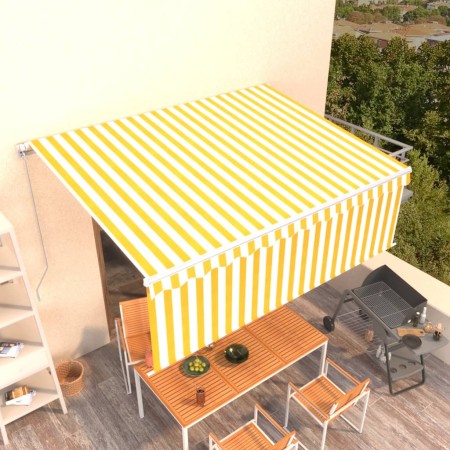 Toldo retráctil manual con persiana amarillo y blanco 4x3 m de vidaXL, Toldos - Ref: Foro24-3069298, Precio: 493,24 €, Descue...