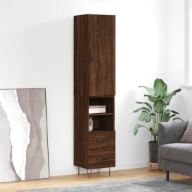 Aparador alto madera contrachapada roble marrón 34,5x34x180 cm de , Aparadores - Ref: Foro24-3198952, Precio: 102,05 €, Descu...
