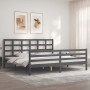 Estructura de cama con cabecero madera maciza gris 200x200 cm de vidaXL, Camas y somieres - Ref: Foro24-3194008, Precio: 171,...