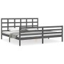 Estructura de cama con cabecero madera maciza gris 200x200 cm de vidaXL, Camas y somieres - Ref: Foro24-3194008, Precio: 171,...