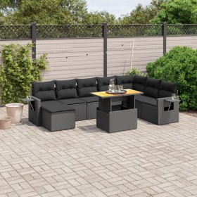 Set de sofás de jardín 8 piezas y cojines ratán sintético negro en Conjuntos de jardín | Comprar online en Foru.es