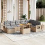 Set de sofás de jardín 9 pzas con cojines ratán sintético beige en Conjuntos de jardín | Comprar online en Foru.es