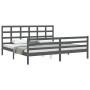 Estructura de cama con cabecero madera maciza gris 200x200 cm de vidaXL, Camas y somieres - Ref: Foro24-3194008, Precio: 171,...
