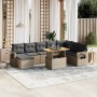 Set de muebles de jardín 9 pzas y cojines ratán sintético gris en Conjuntos de jardín | Comprar online en Foru.es