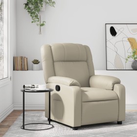 Sillón reclinable de cuero sintético crema de , Sillones - Ref: Foro24-373523, Precio: 256,94 €, Descuento: %