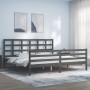 Estructura de cama con cabecero madera maciza gris 200x200 cm de vidaXL, Camas y somieres - Ref: Foro24-3194008, Precio: 171,...